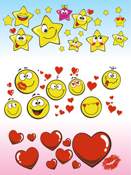 微笑；微笑的星星和心