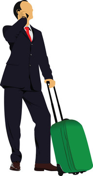 帶旅行箱的商人。