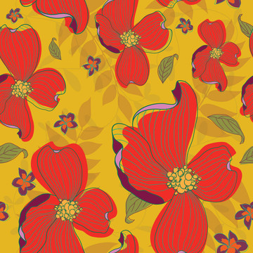 無縫紅花圖案
