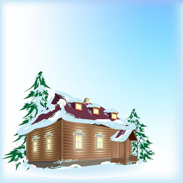 雪中的鄉(xiāng)村小屋