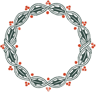 冬青樹葉和漿果的花環(huán)