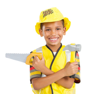 建筑制服的小男孩