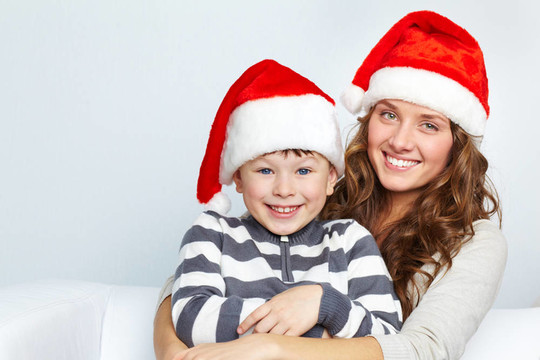 Santa的女人和男孩