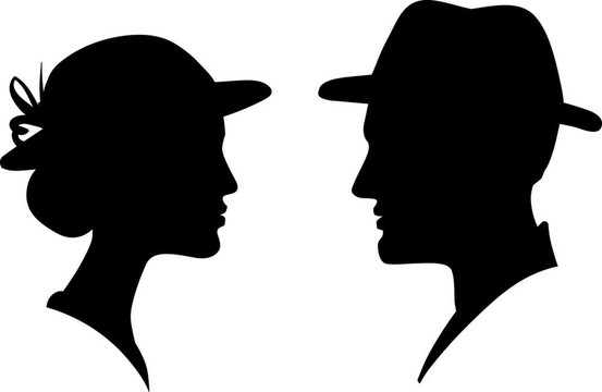 男人與女人的面部輪廓剪影