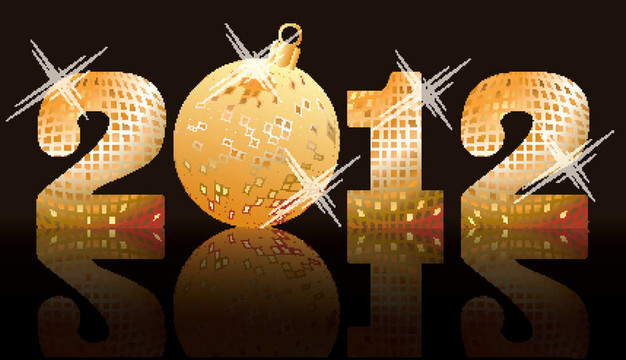 2012個金色的新年旗幟