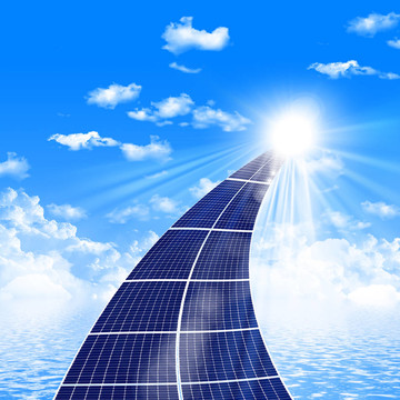 從太陽能電池板的道路