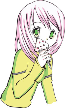 小女孩吃冰淇淋