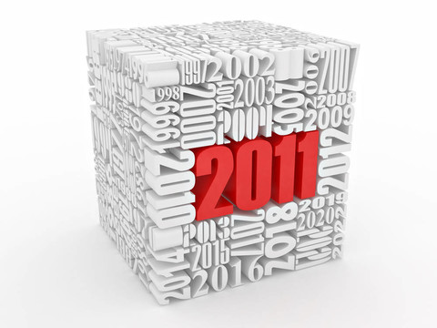 新年2011。由數(shù)字組成的立方體