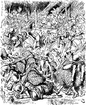 他士兵填寫整個森林-通過玻璃和什么愛麗絲發(fā)現(xiàn)有原書雕刻