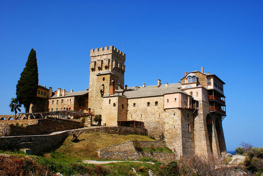 在Athos stavronikita修道院