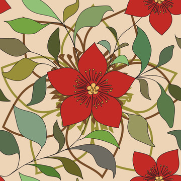 紅色花型