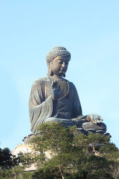 天壇里的巨型佛像。香港；中國(guó)
