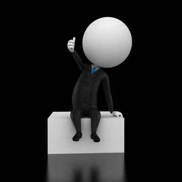 3D渲染一個(gè)小家伙在盒子上的插圖