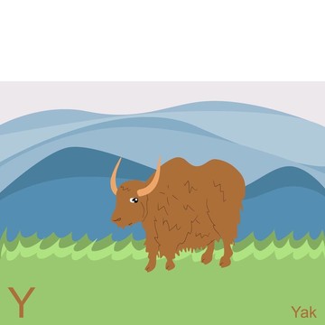 牦牛的動物字母表