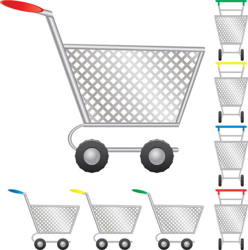 網(wǎng)上商店購(gòu)物車；電子商務(wù)圖標(biāo)；插畫