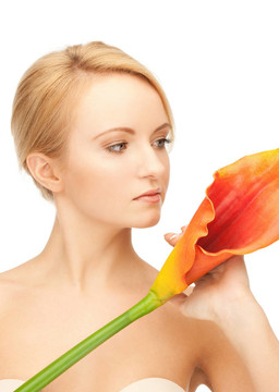 美麗的女人calla flower