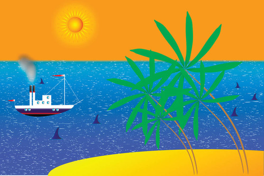 夏日沙灘與棕櫚樹夏日沙灘