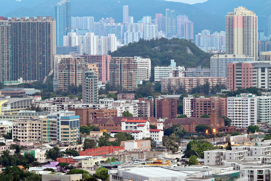 香港擁擠的建筑物