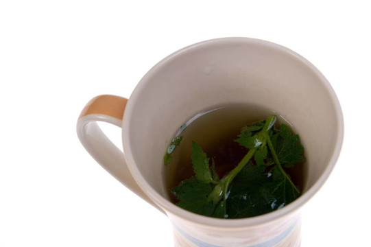 帶茶葉袋的茶杯