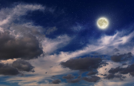 月亮和星星的天空