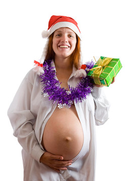孕婦帶圣誕禮物