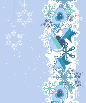 藍(lán)色圣誕背景與球和雪花