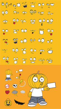 卡通halloween4南瓜的孩子