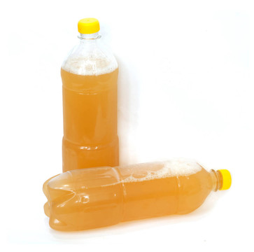 兩個(gè)塑料瓶啤酒