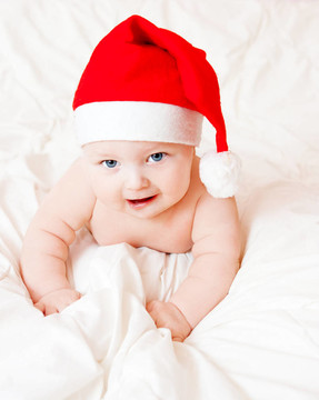 婴儿在圣诞帽