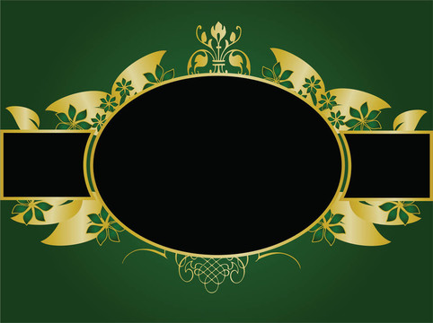 綠色金色花卉插畫(huà)