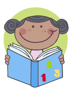 非洲小女孩讀一本書