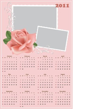 具有日歷2011的婚禮相框