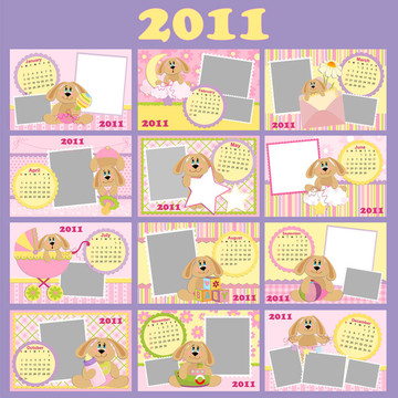 嬰兒的每月日歷為2011