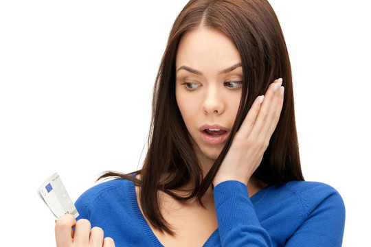 不快樂的女人用歐元現(xiàn)金
