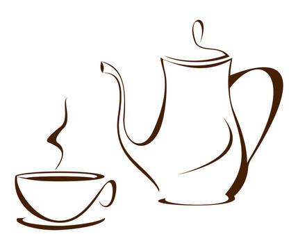 咖啡杯和咖啡壺
