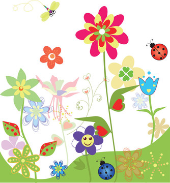 彩色花朵集春季插图