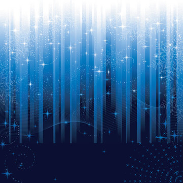 藍色背景上的星星和雪花。冬季或圣誕節(jié)主題的節(jié)日圖案。