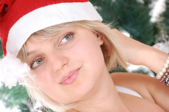 美麗的金發(fā)Santa女孩