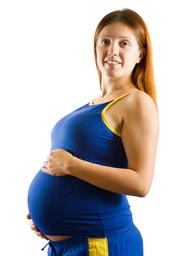 抱孕婦肚子的女人