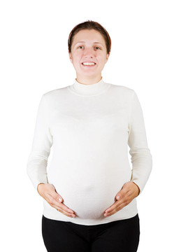 抱孕婦肚子的女人