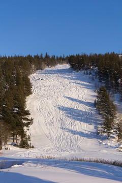 山上滑雪的痕跡