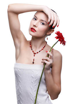 女孩與gerbera flower