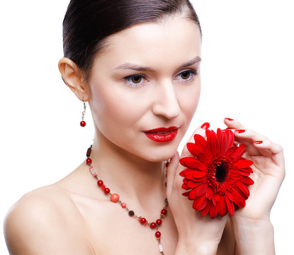 女孩與gerbera flower
