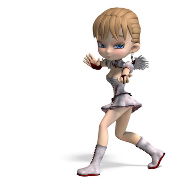 可愛的Toon Angel你的情人。3D渲染與剪輯路徑和陰影超過白色