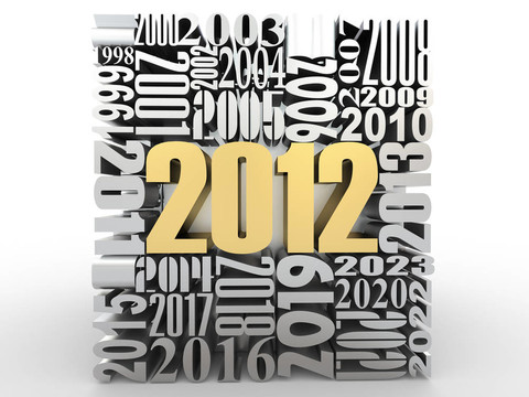 新年2012。由數(shù)字組成的立方體