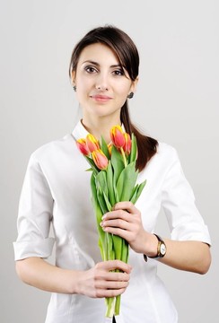 女人與郁金香