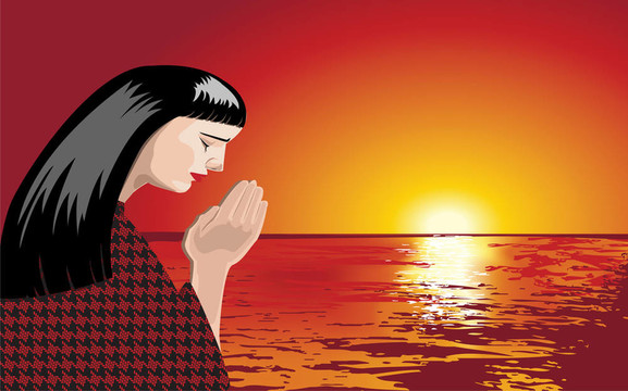 夕陽(yáng)下的女人