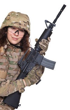漂亮的陸軍女孩步槍