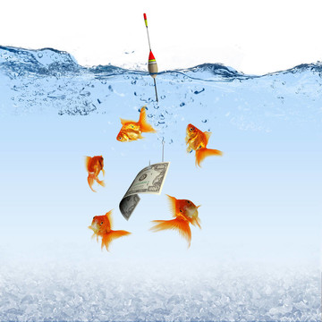 游泳金魚和金錢符號