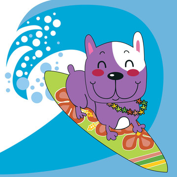 法國(guó)斗牛犬的沖浪者
